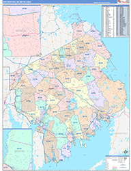 New Bedford Metro Area Wall Map Color Cast Style 2026